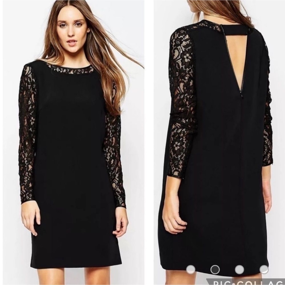 Reiss Cersei Lace Sleeve Shift Dress Size 6